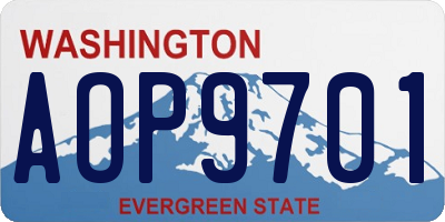 WA license plate AOP9701