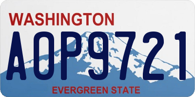 WA license plate AOP9721