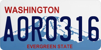 WA license plate AOR0316