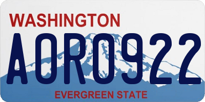 WA license plate AOR0922