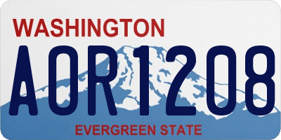 WA license plate AOR1208