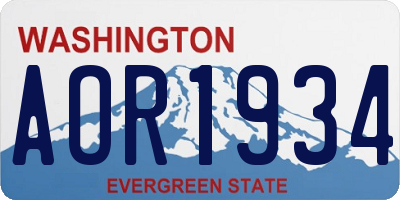 WA license plate AOR1934