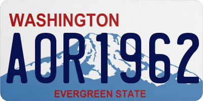 WA license plate AOR1962