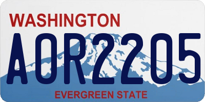 WA license plate AOR2205