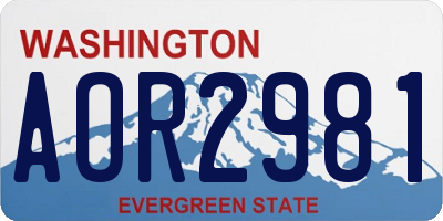 WA license plate AOR2981