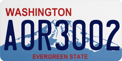 WA license plate AOR3002