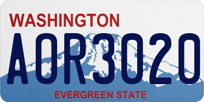 WA license plate AOR3020