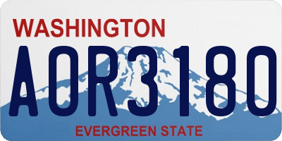 WA license plate AOR3180