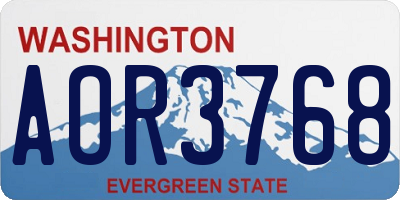 WA license plate AOR3768