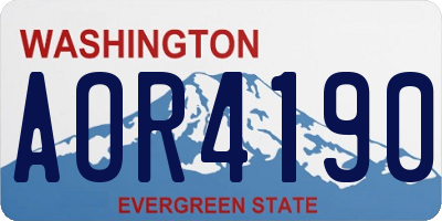 WA license plate AOR4190