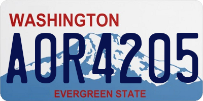 WA license plate AOR4205