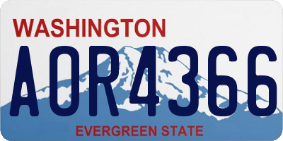 WA license plate AOR4366