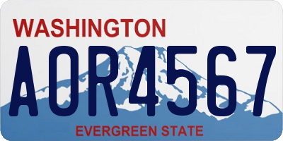 WA license plate AOR4567