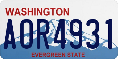WA license plate AOR4931