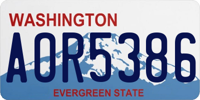 WA license plate AOR5386