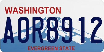 WA license plate AOR8912