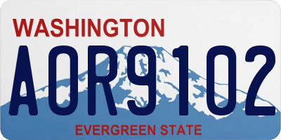 WA license plate AOR9102