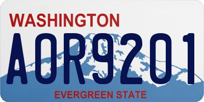 WA license plate AOR9201