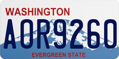 WA license plate AOR9260