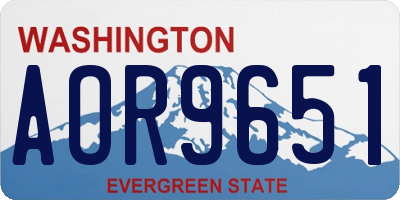 WA license plate AOR9651