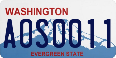 WA license plate AOS0011