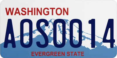 WA license plate AOS0014
