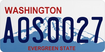 WA license plate AOS0027
