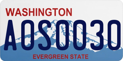 WA license plate AOS0030