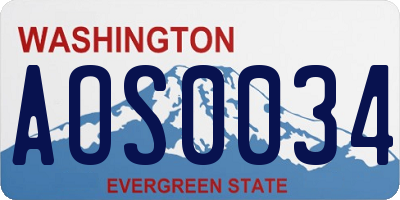 WA license plate AOS0034