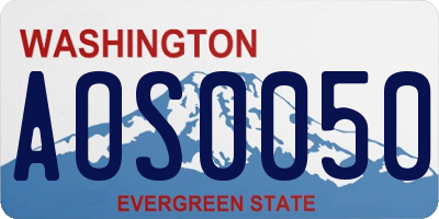 WA license plate AOS0050
