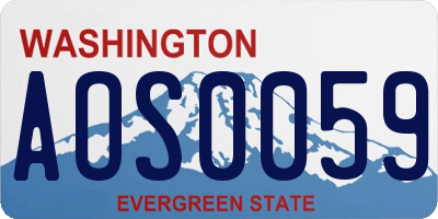 WA license plate AOS0059