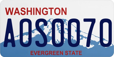 WA license plate AOS0070