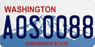 WA license plate AOS0088