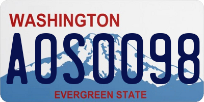 WA license plate AOS0098