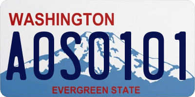 WA license plate AOS0101