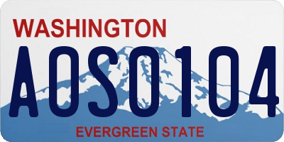 WA license plate AOS0104