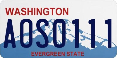 WA license plate AOS0111