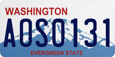 WA license plate AOS0131