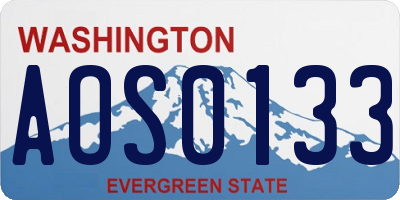 WA license plate AOS0133
