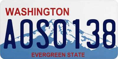 WA license plate AOS0138