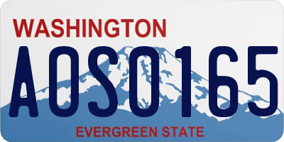 WA license plate AOS0165