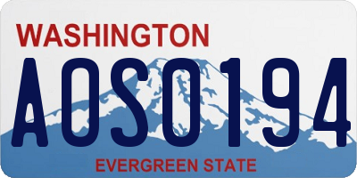 WA license plate AOS0194