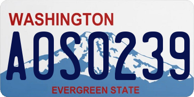 WA license plate AOS0239