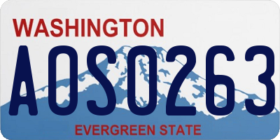 WA license plate AOS0263