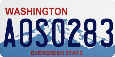 WA license plate AOS0283