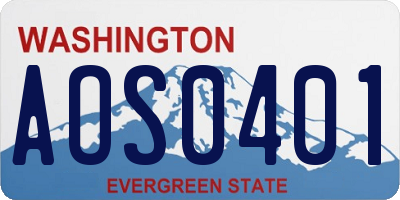 WA license plate AOS0401