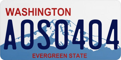 WA license plate AOS0404