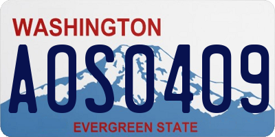 WA license plate AOS0409