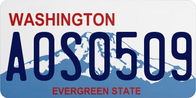 WA license plate AOS0509