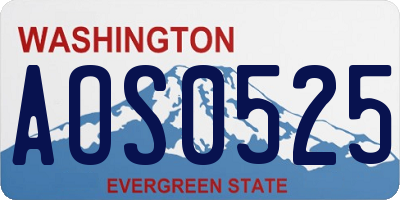 WA license plate AOS0525